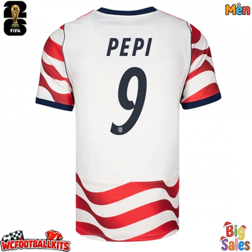 United States Ricardo Pepi #9 Replica Home Stadium Shirt World Cup 2026 Short Sleeve